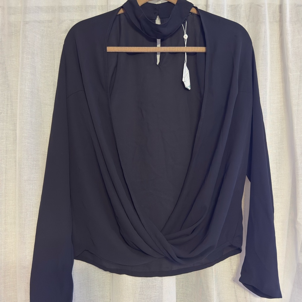 MISSGUIDED Draped Neck Twist Front Blouse
